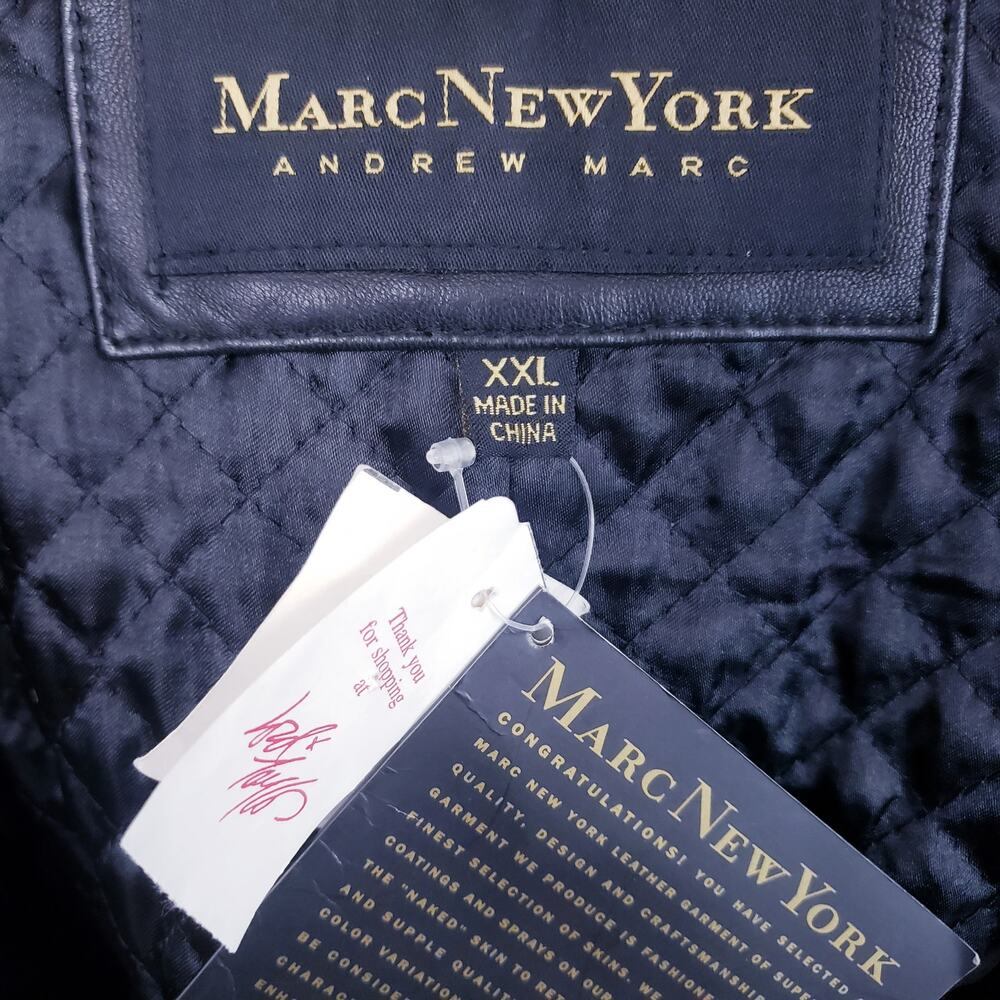 Marc New York by Andrew Marc NWT Men's Black Leather Jacket 2XL XXL Insulated - Picture 8 of 9